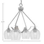 Odyssey Four Light Chandelier in Brushed Nickel with 6" Clear Bubble Shade