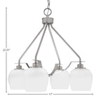 Odyssey Four Light Chandelier in Brushed Nickel with 6" White Marble Shade