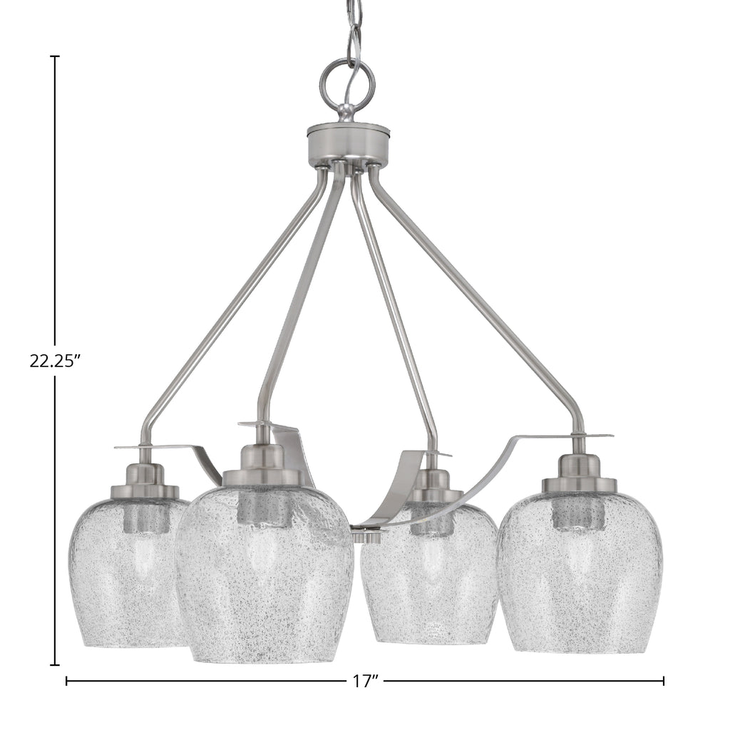 Odyssey Four Light Chandelier in Brushed Nickel with 6" Smoke Bubble Shade