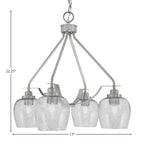 Odyssey Four Light Chandelier in Brushed Nickel with 6" Smoke Bubble Shade