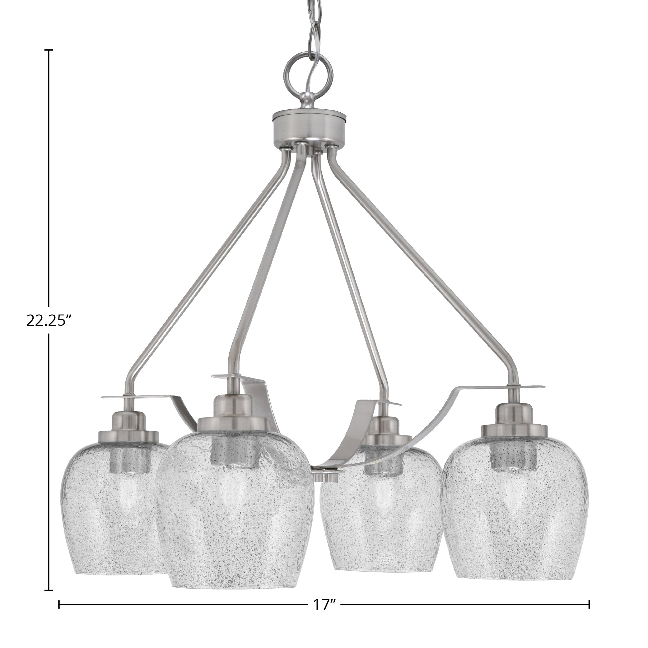 Odyssey Four Light Chandelier in Brushed Nickel with 6" Smoke Bubble Shade