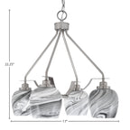 Odyssey Four Light Chandelier in Brushed Nickel with 6" Onyx Swirl Shade