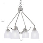 Odyssey Four Light Chandelier in Brushed Nickel with 5" Clear Ribbed Shade