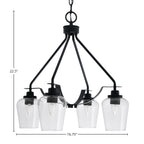 Odyssey Four Light Chandelier in Matte Black with 5" Clear Bubble Shade
