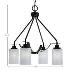 Odyssey Four Light Chandelier in Matte Black with 4" White Marble Shade
