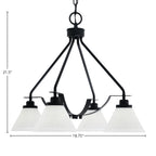 Odyssey Four Light Chandelier in Matte Black with 7" White Muslin Shade