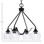 Odyssey Four Light Chandelier in Matte Black with 5.75" Clear Bubble Shade