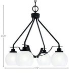 Odyssey Four Light Chandelier in Matte Black with 5.75" White Marble Shade