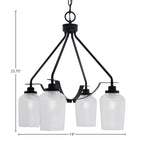 Odyssey Four Light Chandelier in Matte Black with 5" Clear Textured Shade