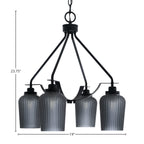 Odyssey Four Light Chandelier in Matte Black with 5" Smoke Textured Shade
