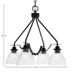 Odyssey Four Light Chandelier in Matte Black with 6.25" Clear Bubble Shade