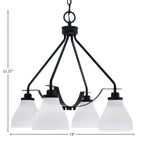 Odyssey Four Light Chandelier in Matte Black with 6.25" White Marble Shade