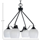 Odyssey Four Light Chandelier in Matte Black with 6" White Marble Shade