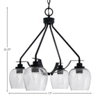 Odyssey Four Light Chandelier in Matte Black with 6" Smoke Bubble Shade