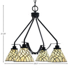 Odyssey Four Light Chandelier in Matte Black with 7" Sandhill Art Glass Shade