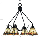Odyssey Four Light Chandelier in Matte Black with 7" Zion Art Glass Shade