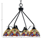 Odyssey Four Light Chandelier in Matte Black with 7" Lynx Art Glass Shade
