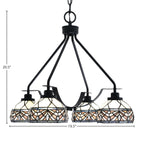 Odyssey Four Light Chandelier in Matte Black with 7" Royal Merlot Art Glass Shade