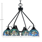 Odyssey Four Light Chandelier in Matte Black with 7" Turquoise Cypress Art Glass Shade
