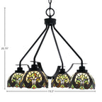 Odyssey Four Light Chandelier in Matte Black with 7" Ivory Cypress Art Glass Shade