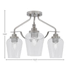 Odyssey Three Light Semi-Flush Mount in Brushed Nickel with 5" Clear Bubble Shade