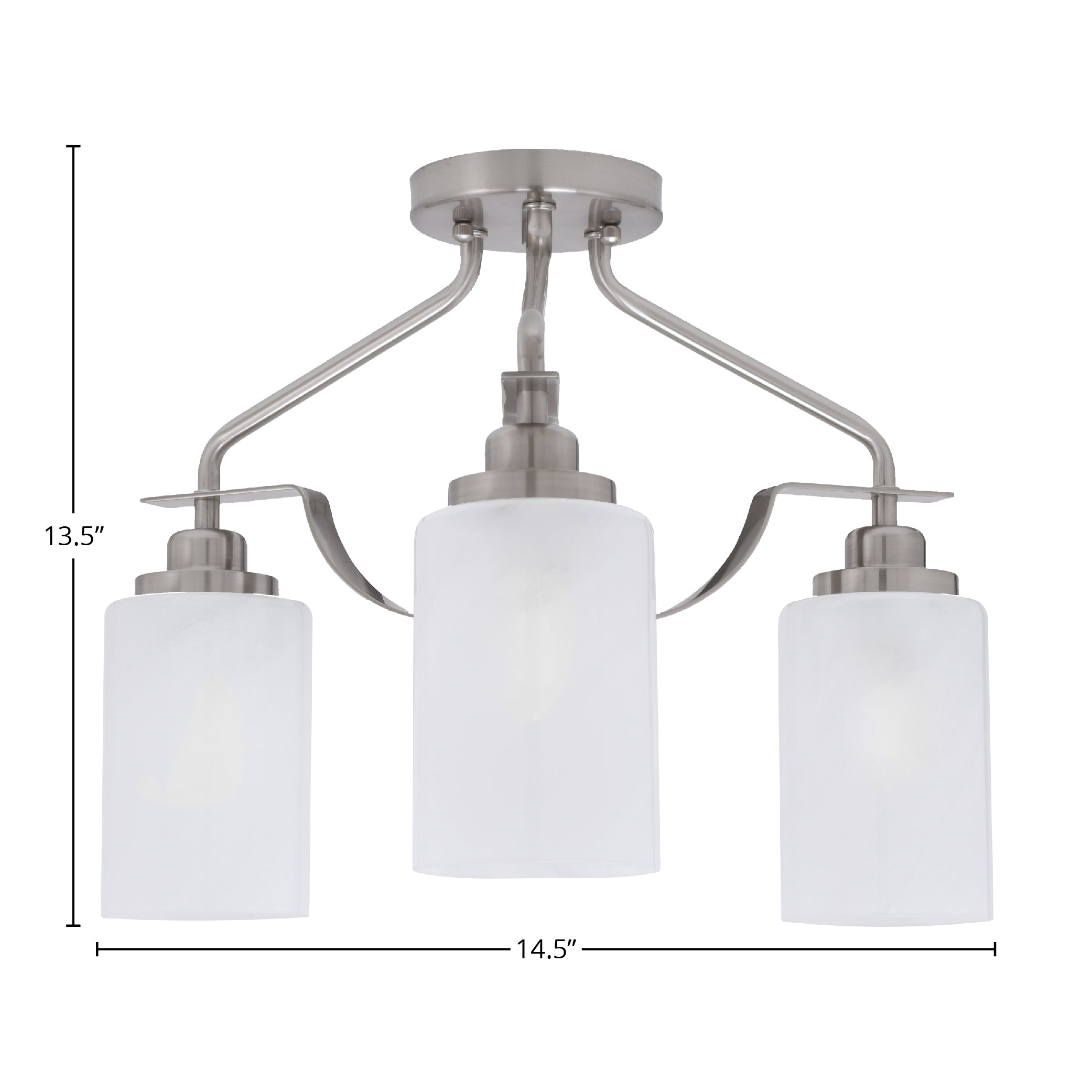 Odyssey Three Light Semi-Flush Mount in Brushed Nickel with 4" White Marble Shade