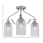 Odyssey Three Light Semi-Flush Mount in Brushed Nickel with 4" Smoke Bubble Shade