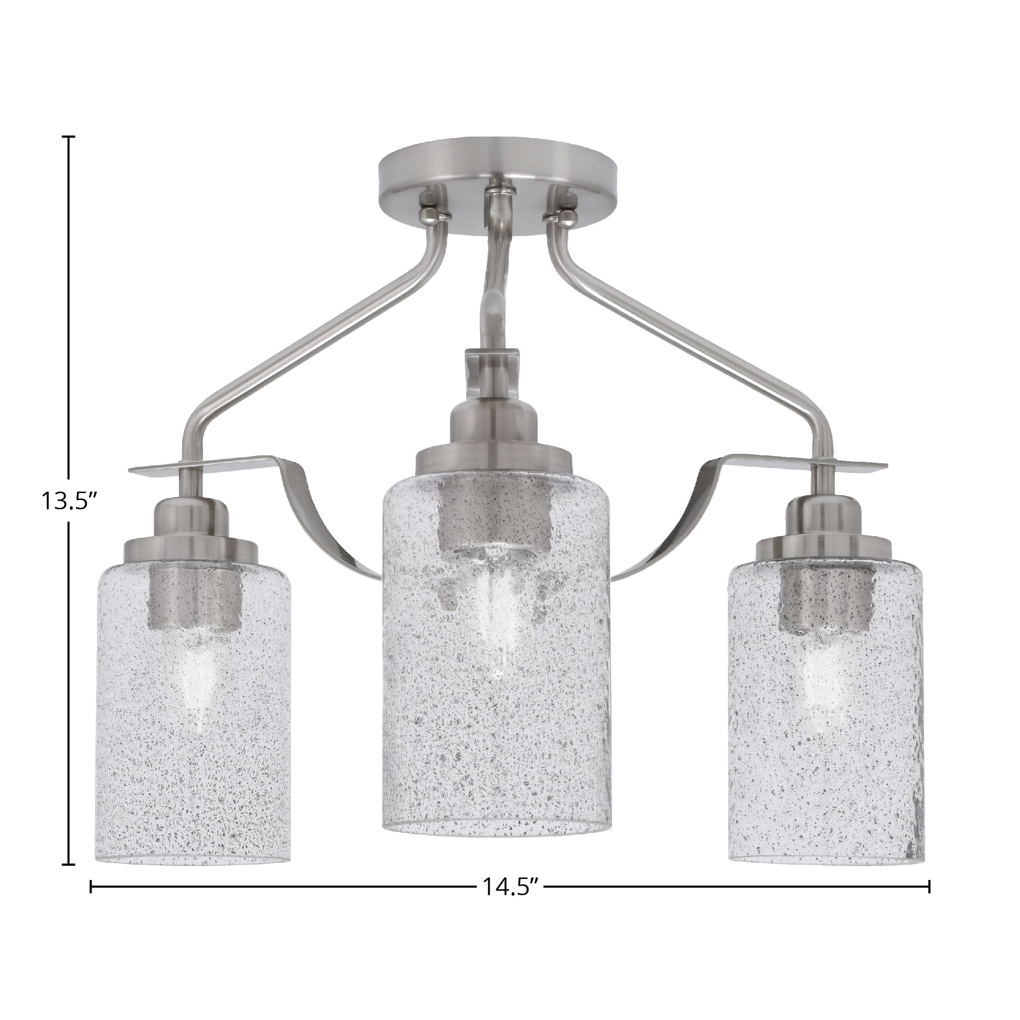 Odyssey Three Light Semi-Flush Mount in Brushed Nickel with 4" Smoke Bubble Shade