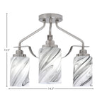 Odyssey Three Light Semi-Flush Mount in Brushed Nickel with 4" Onyx Swirl Shade