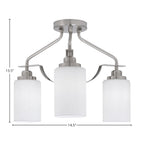 Odyssey Three Light Semi-Flush Mount in Brushed Nickel with 4" White Muslin Shade