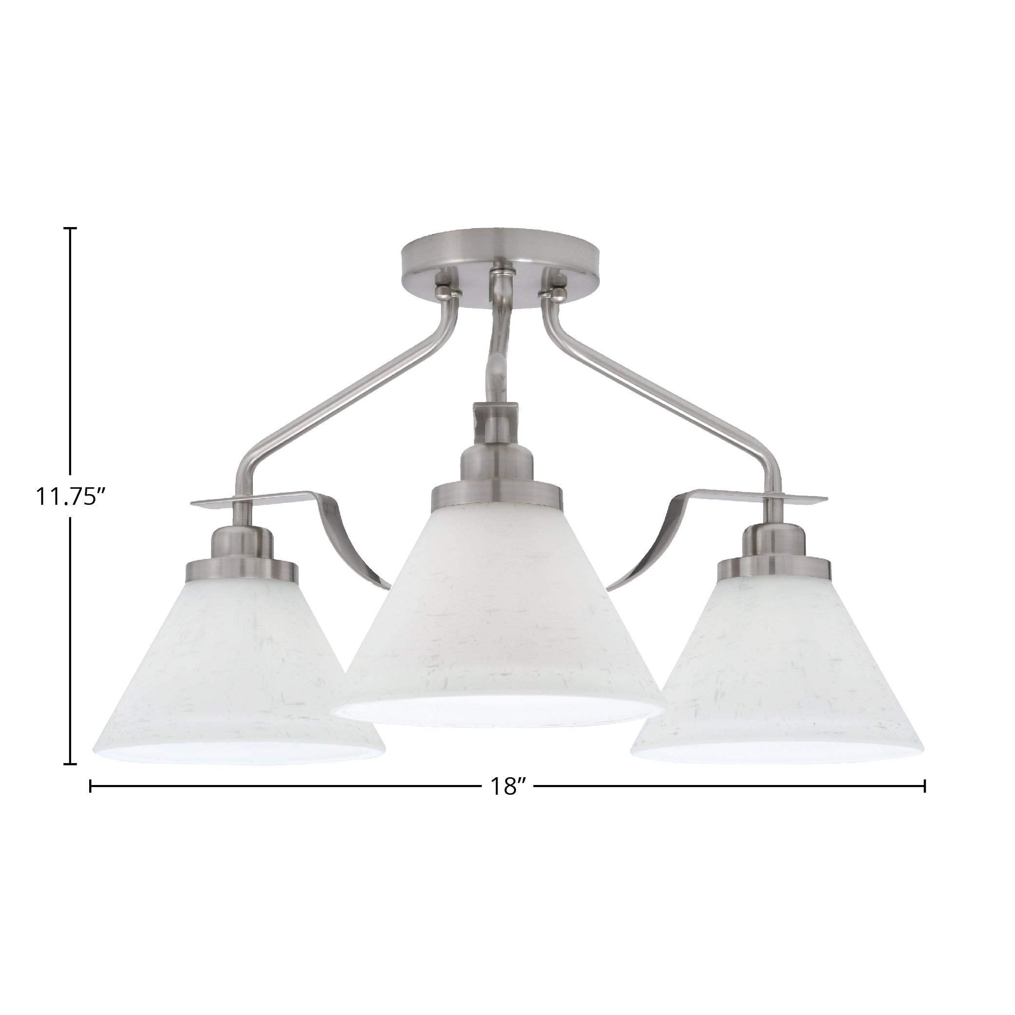 Odyssey Three Light Semi-Flush Mount in Brushed Nickel with 7" White Muslin Shade