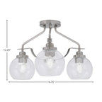 Odyssey Three Light Semi-Flush Mount in Brushed Nickel with 5.75" Clear Bubble Shade