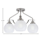 Odyssey Three Light Semi-Flush Mount in Brushed Nickel with 5.75" White Marble Shade