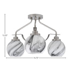 Odyssey Three Light Semi-Flush Mount in Brushed Nickel with 5.75" Onyx Swirl Shade