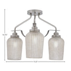 Odyssey Three Light Semi-Flush Mount in Brushed Nickel with 5" Silver Textured Shade