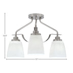 Odyssey Three Light Semi-Flush Mount in Brushed Nickel with 4.5" Square White Muslin Shade