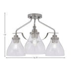 Odyssey Three Light Semi-Flush Mount in Brushed Nickel with 6.25" Clear Bubble Shade