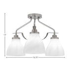 Odyssey Three Light Semi-Flush Mount in Brushed Nickel with 6.25" White Marble Shade