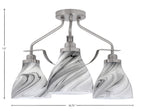 Odyssey Three Light Semi-Flush Mount in Brushed Nickel with 6.25" Onyx Swirl Shade