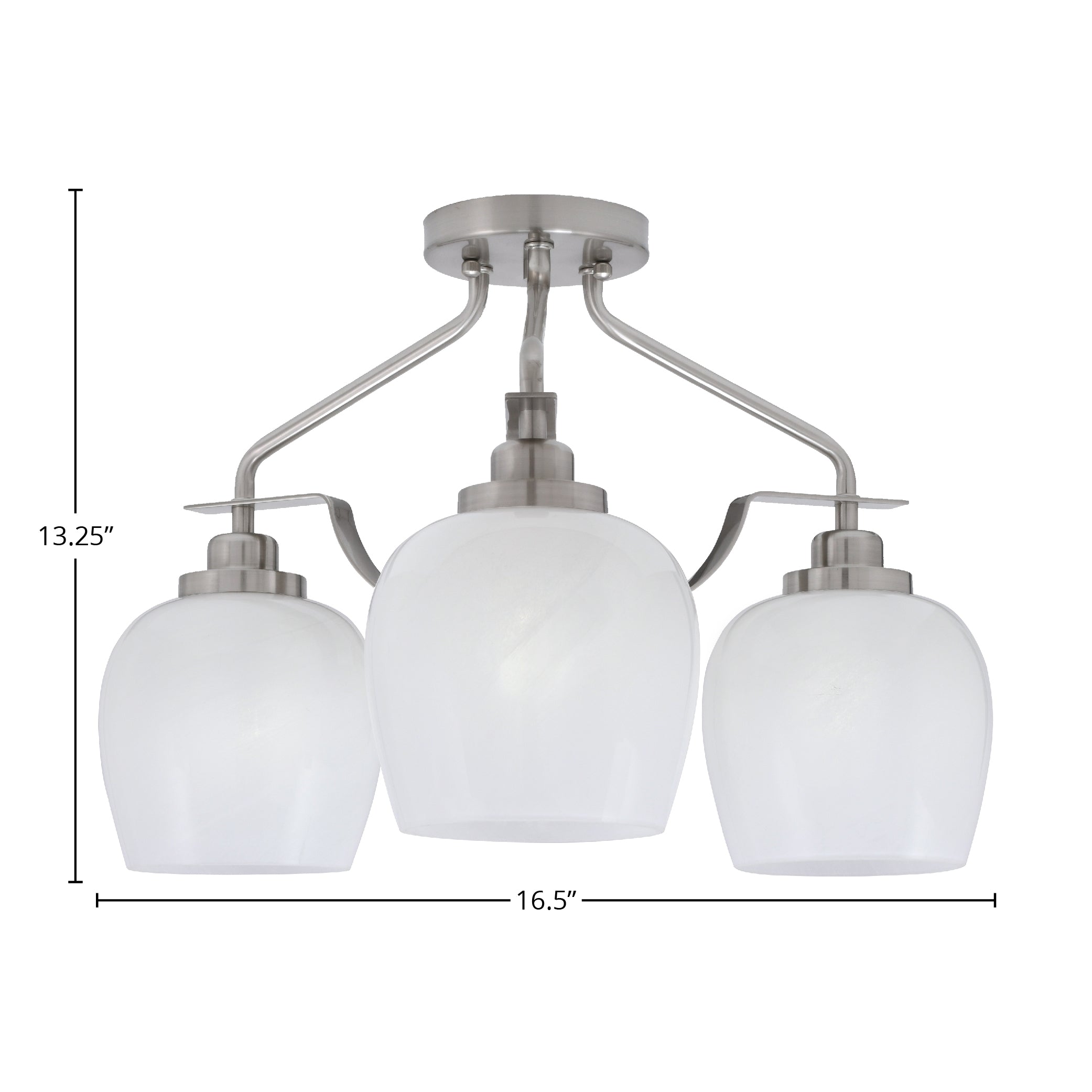 Odyssey Three Light Semi-Flush Mount in Brushed Nickel with 6" White Marble Shade