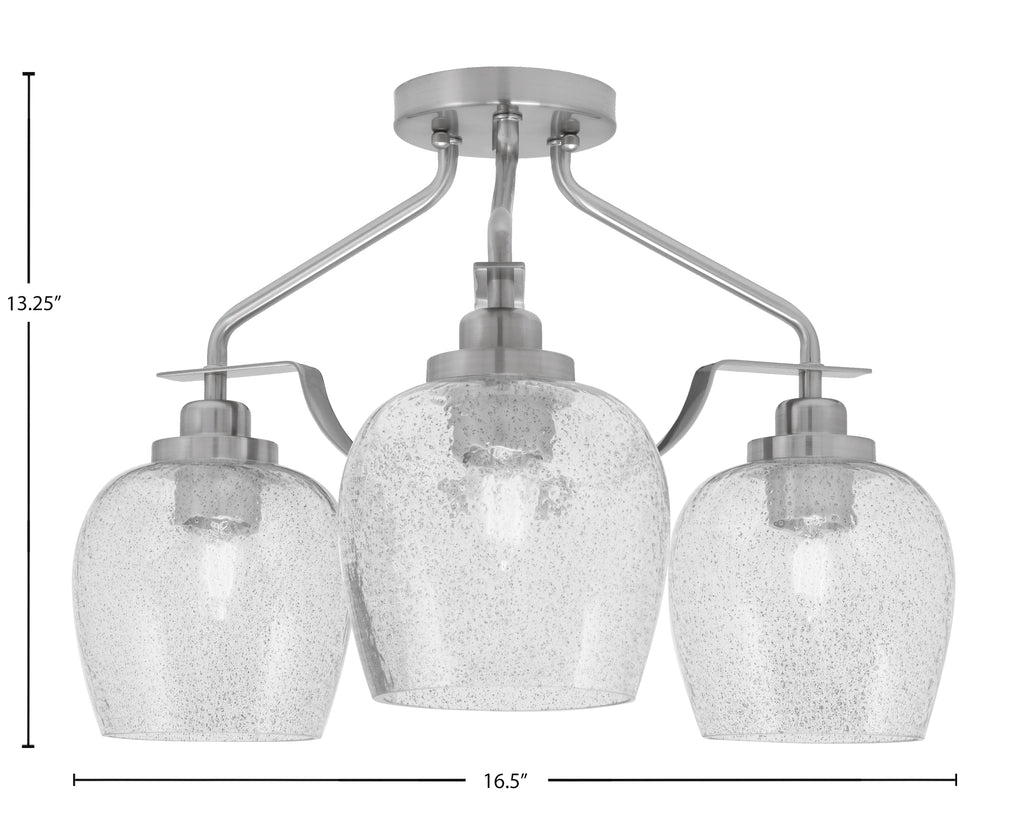 Odyssey Three Light Semi-Flush Mount in Brushed Nickel with 6" Smoke Bubble Shade
