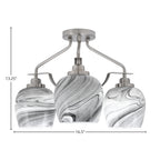 Odyssey Three Light Semi-Flush Mount in Brushed Nickel with 6" Onyx Swirl Shade