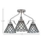 Odyssey Three Light Semi-Flush Mount in Brushed Nickel with 7" Diamond Ice Art Glass Shade