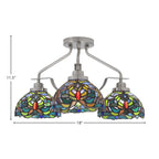 Odyssey Three Light Semi-Flush Mount in Brushed Nickel with 7" Kaleidoscope Art Glass Shade