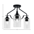 Odyssey Three Light Semi-Flush Mount in Matte Black with 4" Clear Bubble Shade