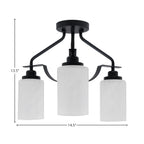 Odyssey Three Light Semi-Flush Mount in Matte Black with 4" White Marble Shade