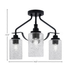Odyssey Three Light Semi-Flush Mount in Matte Black with 4" Smoke Bubble Shade