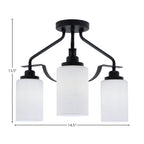 Odyssey Three Light Semi-Flush Mount in Matte Black with 4" White Muslin Shade