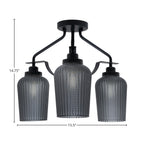 Odyssey Three Light Semi-Flush Mount in Matte Black with 5" Smoke Textured Shade