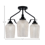 Odyssey Three Light Semi-Flush Mount in Matte Black with 5" Silver Textured Shade